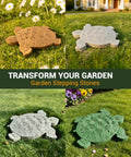 Tortoise Shaped Stepping Stone Mold For Concrete, Reusable Garden Cement Mold on grass in four color variations.