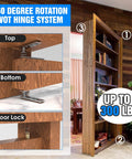 Hidden Pivot Door Hinge Set For Wood Doors And Secret Bookcases Heavy Duty Stainless Steel 360 Degree Rotation With Simple Lock
