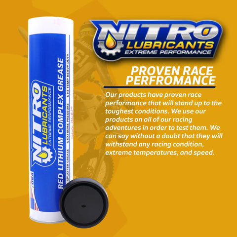 Lithium Complex Grease 14 Oz Tube For Automotive Racing Marine And Off Road Use Heavy Duty Extreme Pressure NLGI 2 Multi Purpose Grease 4 Pack Built For Tough Jobs And Long Lasting Protection, tube side view.
