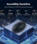 Infrared Gate Safety Sensor Kit With Photo Eyes And Photoelectric Beams showing sensitivity and detection specs on digital background.