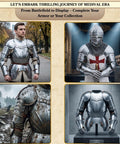 Medieval Knight Armor Set Complete With Spaulders Gorget Vambraces And Pauldrons One Size Handmade In Silver Ready For Cosplay LARP And Stage Fight Realistic Crusader Armor Look Boss Battle Ready