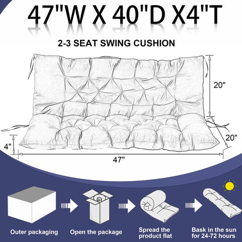 Diagram of Porch Swing Cushions For Garden And Patio 2 To 3 Seater Waterproof Replacement Cushions With Ties 4 Inch Thick