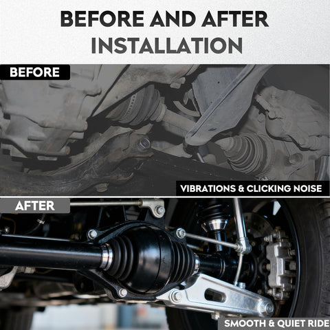 Beefy Front Left CV Axle Shaft Assembly installed on Jeep Grand Cherokee showing smooth ride improvement.