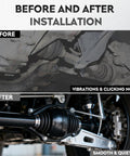 Before and after installation of Front CV Axle Shaft Assembly Set Fits GM SUVs Traverse, Acadia, Enclave, Outlook 2007-2017