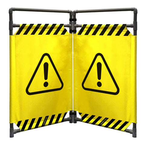 Caution Symbol Foldable Safety Barricade With High Visibility Red Panels, 3 Foot Lightweight Portable Barrier, Easy Setup