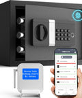 Smart Fingerprint Safe Box With WiFi App Unlock Real Time Alarm Voice Command Kidnap SOS Tamper Proof Design