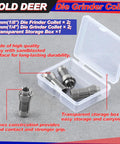 Die Grinder Collet Kit Four Piece Set For 1/8 And 1/4 Inch Bits Includes 3mm And 6mm Collets with transparent box on gray surface