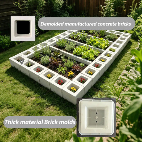 Concrete Brick Molds For DIY Projects Reusable ABS Plastic Square Hollow Block Molds For Garden Walls Pathways Edging And Planters