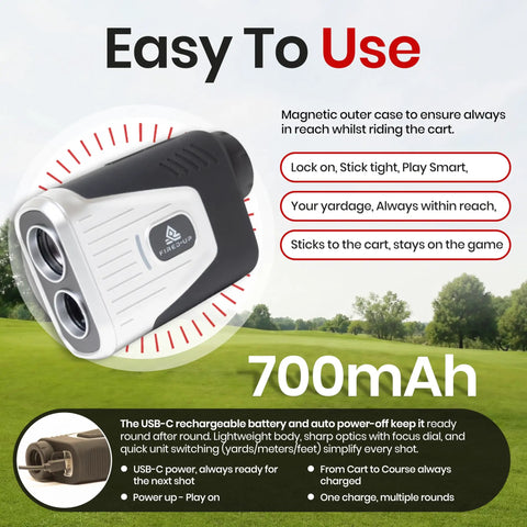 Must Have Magnetic Golf Rangefinder With Slope And Flag Lock 6X Zoom 5 To 1000 Yards Laser Rangefinder USB C Rechargeable No App No Subscriptions Best Gift For Men And Women Golfers, easy to use with 700mAh battery and magnetic case.