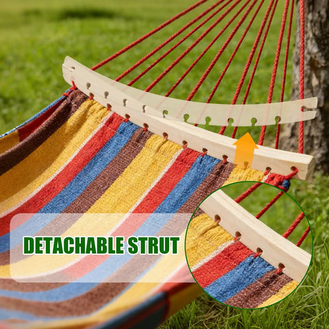 Two Detachable Hammock Spreader Bars Made From Lightweight Wood For Easy Setup And Stable Balance In Outdoor Hammocks