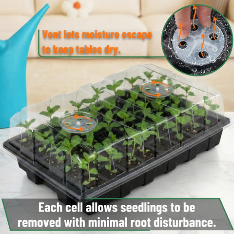 Seed Starter Tray Kit Set 10 Pack With 400 Cells Durable Germination Trays Humidity Vented Domes Ideal For Seed Starting