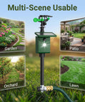 Solar Powered Motion Activated Sprinkler Deterrent For Yard And Garden Keeps Deer Cats Dogs Rabbits Birds Away in various scenes