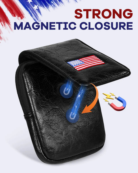 Patriotic US Flag Golf Rangefinder Hard Shell Case With Magnetic Closure Fits Most Rangefinders And Carry Bags Black water-resistant