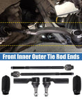 Six Piece Front Inner And Outer Tie Rod End Kit For Dodge Ram 1500 2006 2012 5 Lug Models Steering Linkage Replacement Drag Link OE ES80574 EV800098 Direct Fit installed on front suspension