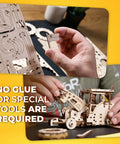 Tractor Wins 3D Wooden Model Kit For Self Assembly A Hands On Mechanical Puzzle Set For Adults And Kids Two In One Build With Folding Paper Tank Realistic Gear System Educational STEM Toy Fun, wooden parts being assembled by hand, no glue