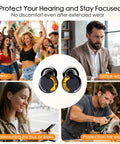 Image of Adjustable Ear Plugs With 3 Noise Canceling Modes for concerts, work, travel, showing various uses and lifestyle settings.