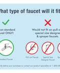 Infographic showing faucet compatibility for 4-In-1 Ceramic Countertop Water Filter System For Clean And Safe Drinking Water