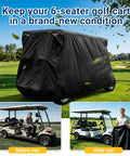 Six Passenger Golf Cart Storage Cover For EZGO Club Car And Yamaha Built Tough With Heavy Duty Dustproof Protection shown on cart