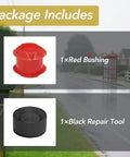 Package contents: Red bushing and black repair tool for Universal Transmission Shift Cable Bushing Repair Kit Install Tool.