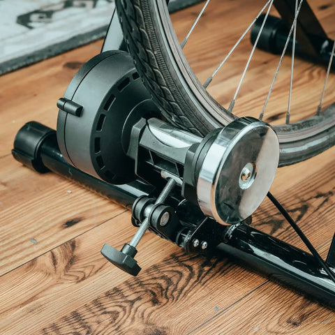 Indoor Bike Trainer Stand For Road And Mountain Bikes Portable Foldable Magnetic Stationary Trainer with flywheel detail