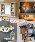 Built Like A Tank Aluminum French Cleat Picture Hanger 18 Inch Set displayed with various mounted shelves and artwork.