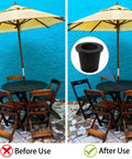 Before and after use of Silicone Patio Umbrella Hole Ring Cone Wedge Plug Stabilizer Sleeve For Two To Two And A Half Inch Table Hole And One And A Half Inch Pole Adapter Black Outdoor Accessory Durable Weather Resistant Design.