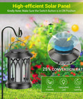 4 Pack Solar Lanterns Outdoor Lights With Upgraded Flickering Flame, solar panel detail, in garden setting