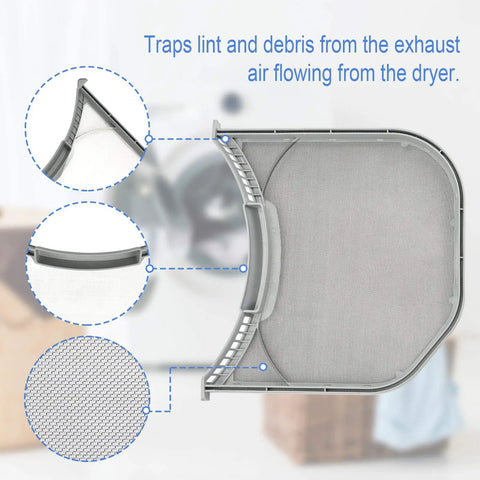 Upgraded Stainless Steel Dryer Lint Filter Screen For Popular Front Loaders Heavy Duty Mesh Replacement Part PS3531962 with detailed close-ups