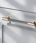 12 Pack 5 Inch Center To Center Drawer Pulls With 6 Inch Overall Length Round Aluminum Cabinet Handles In Gold Nickel Oxidation Finish And Diamond Pattern Includes 56 Screws installed on cabinet