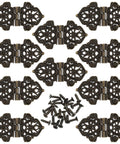 Antique Zinc Alloy Butterfly Hinges Set, 10 Pieces Miniature Furniture Hinges with screws for Wooden Boxes and Cabinets
