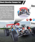 RC car with Four 72mm Aluminum Oil Shocks Set For 1 12 1 16 Scale showing front and rear installation
