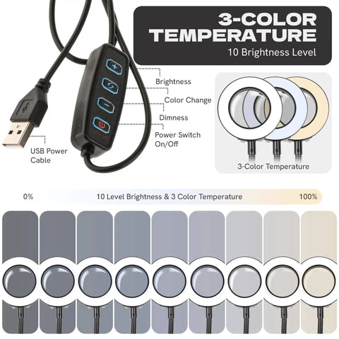 Pro Grade All In One Soldering Station With 5X Magnifying Lamp And LED Light, USB power cable, brightness controls, color temperatures