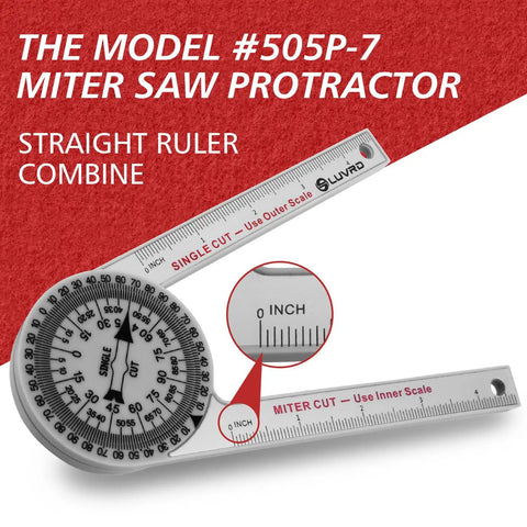 Precision Miter Angle Finder With Dual Rulers For Crown Molding And Baseboard Carpentry showing angle protractor with dual scales.