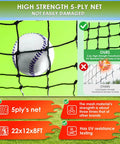 Backyard Baseball Batting Cage Kit 22 Ft By 12 Ft By 8 Ft Frame With 5 Ply 1000D High Strength Net showcasing UV resistance and durability.