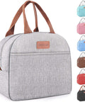 Go-To Insulated Lunch Bag For Work And Travel, Leakproof Cooler Tote with big capacity in gray, reusable food storage box