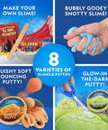 Eight varieties from Ultimate Slime Kit And Putty Lab With Eight Varieties Of Slime And Putty Including Magnetic Slime Glow In The Dark Putty