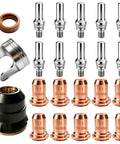 Pro Grade Plasma Cutter Torch Consumables Kit For CUT55 NON HF And CUT60 Non HF 50 60A, includes nozzles, electrodes, caps
