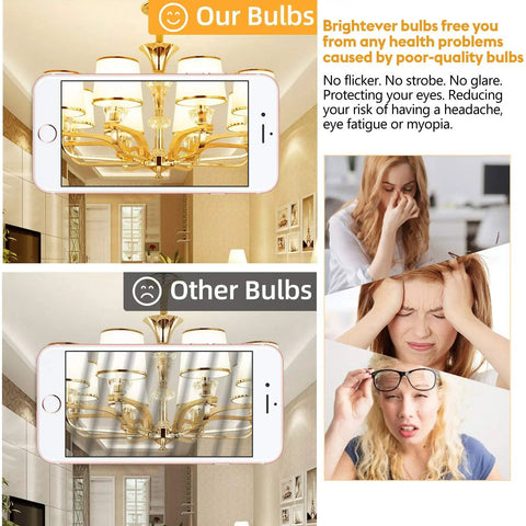 Comparison of lighting quality between Vintage Edison Style LED Filament Bulbs 12 Pack and other bulbs in home interior.