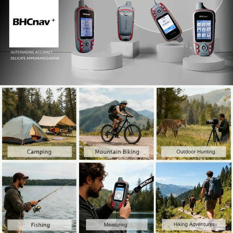 F60 Handheld GPS Navigation Device For Hiking With 3 Axis Compass in various outdoor activities like camping and mountain biking.