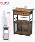 Go To Coffee Bar Cabinet With Drawers And Hooks, 20.47 Inch Wide Kitchen Storage Station dimensions and size comparison