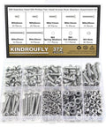 M4 Phillips Pan Head Machine Screw Set With Nuts And Washers, 372-Piece Stainless Steel 304 Assortment Kit in clear box