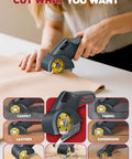 Cordless 4V Cutting Tool For Cardboard Fabric Leather And Carpet With 2000mAh Battery And Two Titanium Blades in use