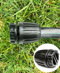Close-up of Half Inch Drip Irrigation End Caps 10 Pack Barbed End Plugs for Half Inch Tubing 16mm OD installed on garden hose
