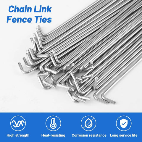 Heavy Duty Aluminum Chain Link Fence Ties 11 Gauge 8.27 Inch 30 Packs Rust Resistant Repair Clips in Silver