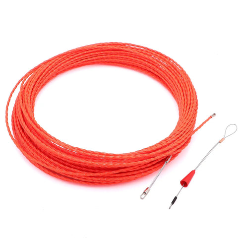 Rugged 130 Feet Polyester Fish Tape With Straight Shooter Wire Puller, red braided wire with loop for easy threading.