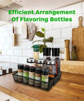 Slick Six Pack Silverware And Utensil Drawer Organizer With Non Slip Feet, Interlocking Kitchen Flatware Holder For Cutlery Spoons Pens, Heavy Duty Trays Keep Your Drawers Looking Fresh And Tight with sorted spice jars in a kitchen.