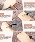 Beginner Friendly Wood Carving Kit Dope 10 Piece Set with carving knives demonstrating different wood shaping techniques