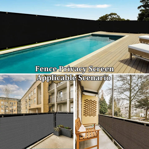 Heavy Duty Fence Privacy Screen 4 Feet By 50 Feet 170 GSM HDPE Mesh Shade Net Cover For Wall Garden Backyard Outdoor Decor Black UV Protected Weather Resistant Keeps Nosy Neighbors Out installed around pool and balcony