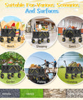 Heavy-Duty Beach Wagon With Big All-Terrain Wheels For Sand, 400 Lb Load, Foldable Cart in various outdoor scenarios