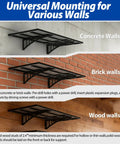 Workhorse Garage Wall Shelves Set 2 Pack 2x3 Foot Wall Mounted Storage Shelves With Hooks 500 Pounds Capacity Total Rust Resistant Steel Shelving for Concrete, Brick, Wood Walls.